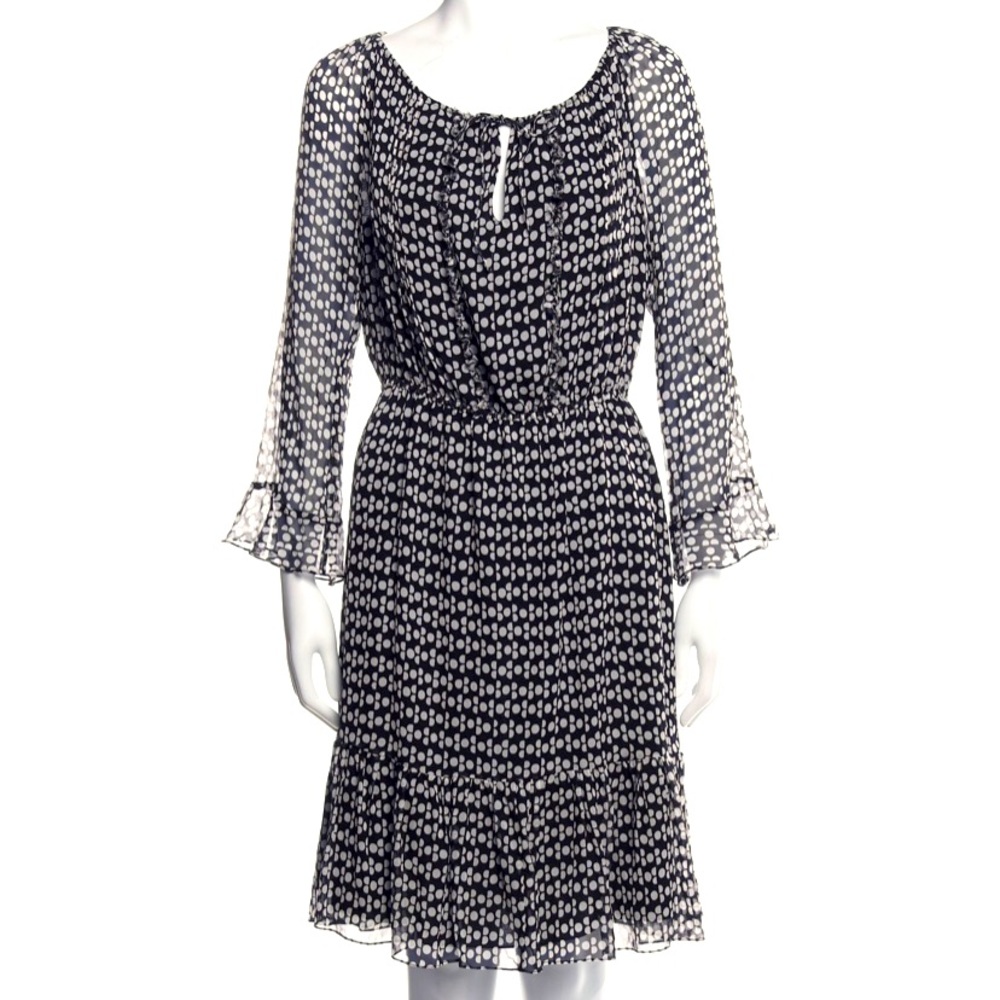 DVF - Black and white polka dot silk dress - Size 6